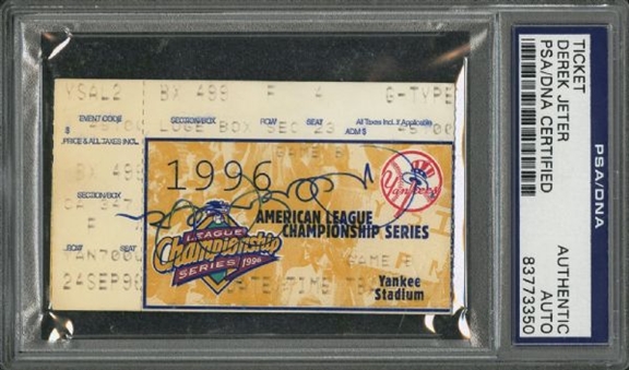 Derek Jeter Signed 1996 ALCS Ticket Stub - PSA/DNA Authentic 